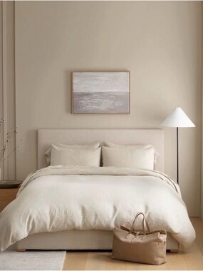 Quince European Linen Duvet Cover Set | Full/Queen | Natural Chambray